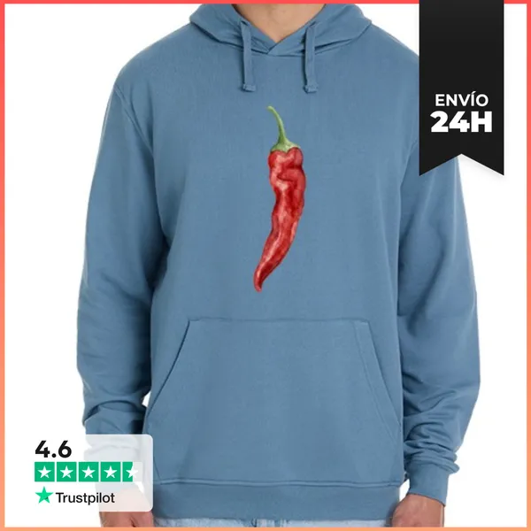 Sudadera Unisex Con Capucha Pimiento Rojo Fuerte Acuarela