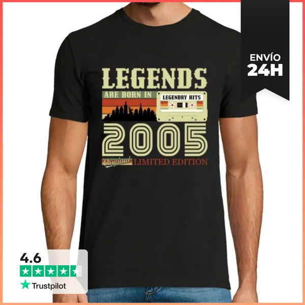 Camiseta Hombre Clásica Cumpleaños Retro Vintage De 2005 20 Año