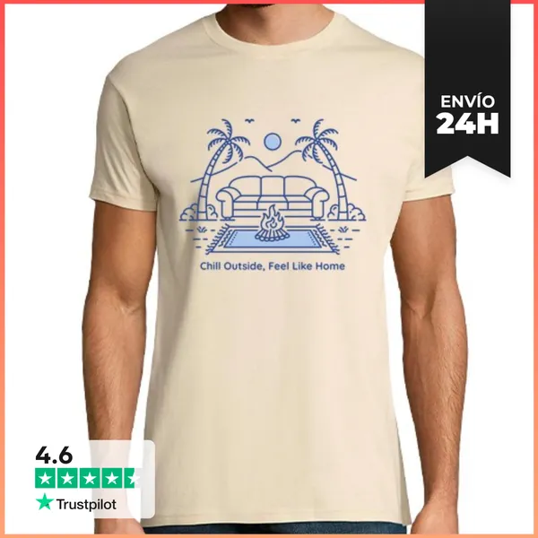 Camiseta Hombre Clásica Relajarse Afuera Se Siente Como En Casa