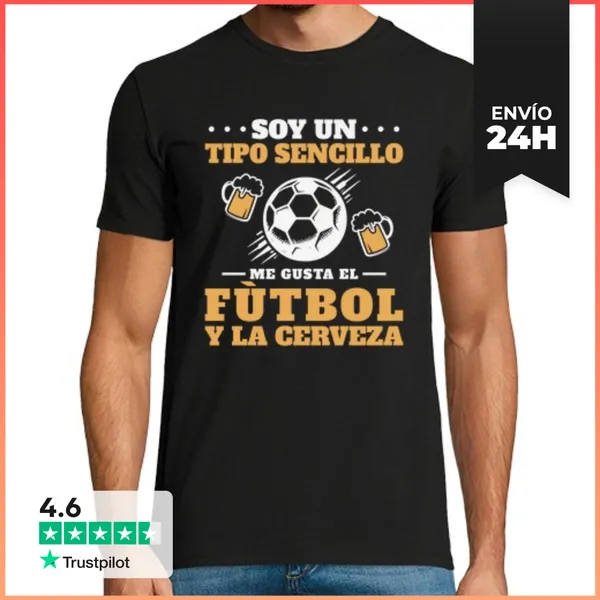 Camiseta Hombre Clásica Soy Un Tipo Sencillo Me Gusta El Fùtbol Y