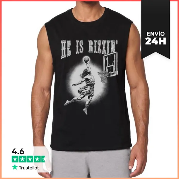 Camiseta Sin Mangas HE IS RIZZIN JESÚS HACIENDO UN MATE