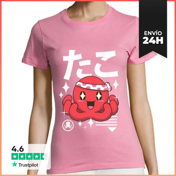 Camiseta Mujer Clásica Camisa De Pulpo Kawaii Para Mujer