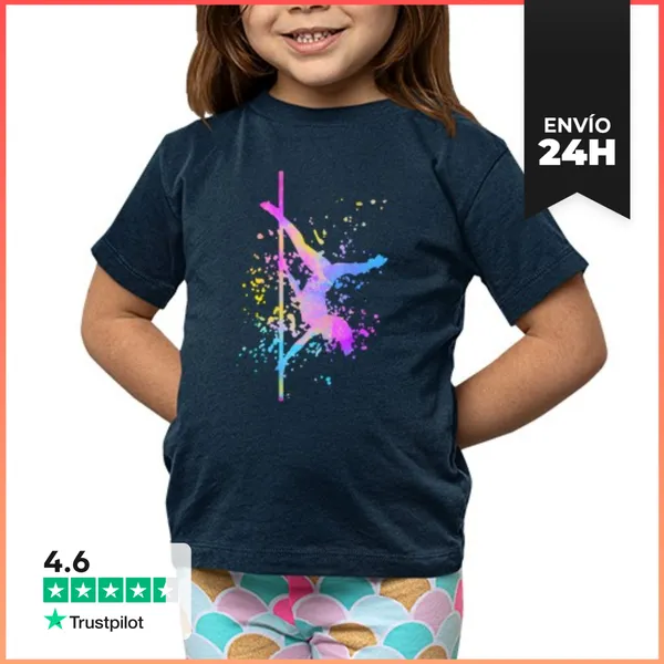 Camiseta Clásica Para Niños Pole Dance Fitness Color Salpicadura