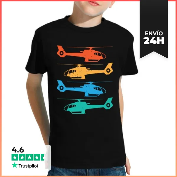Camiseta Clásica Para Niños Helicóptero Al Atardecer Retro