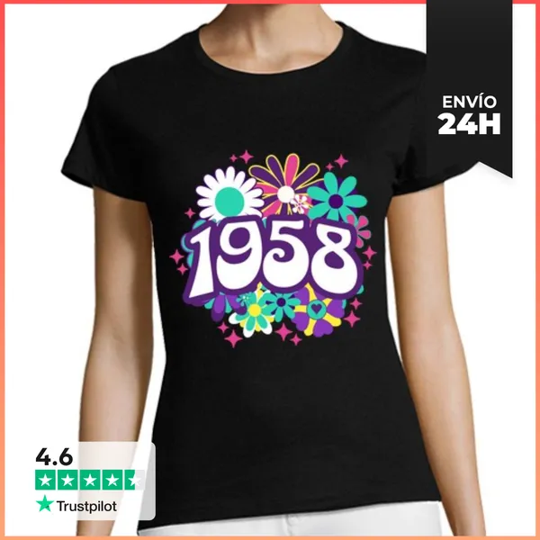 Camiseta Mujer Clásica Groovy 1958 Mujer 65 Años Cumpleaños