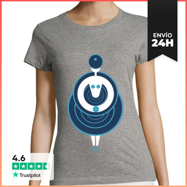 Camiseta Mujer Clásica Mujer, Manga Corta, Azul Cielo, Calidad