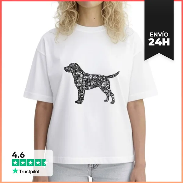 Camiseta Mujer Boxy Diseño De Perro Labrador Retriever