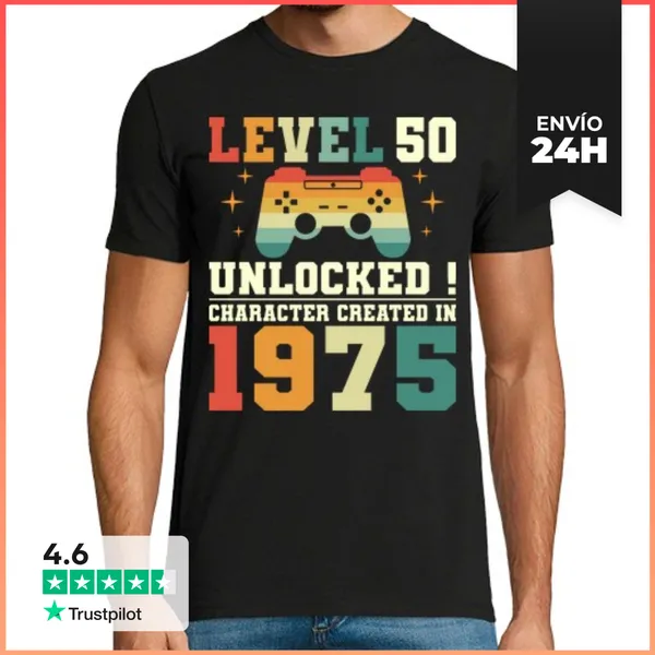 Camiseta Hombre Clásica Nivel 50 Cumpleaños De Gamer De 50 Años