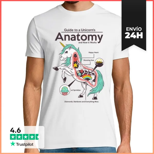 Camiseta Hombre Clásica Anatomía De Una Camisa Unicornio Para