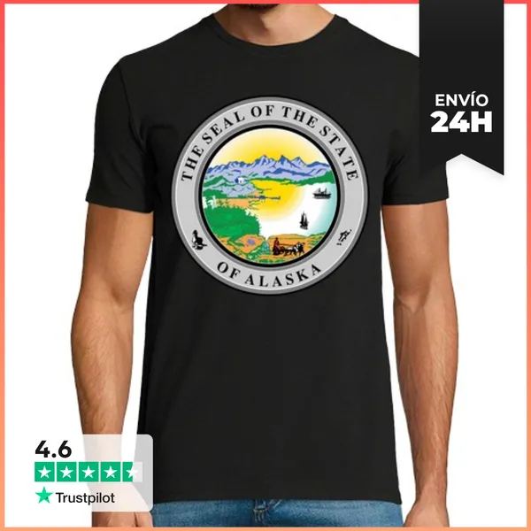 Camiseta Hombre Clásica Sello Estatal De Alaska LaTostadora