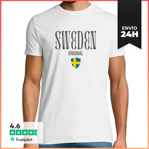 Camiseta Hombre Clásica Orgullo Sueco, Hecho En Suecia