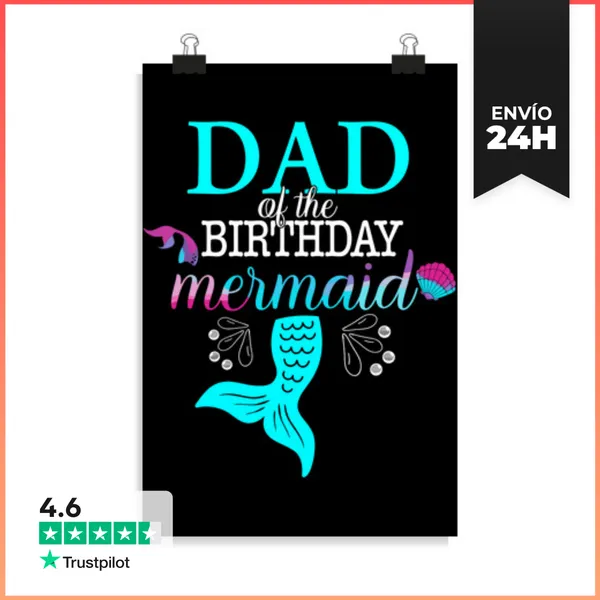 Póster Vertical Papá De La Sirena De Cumpleaños A Juego