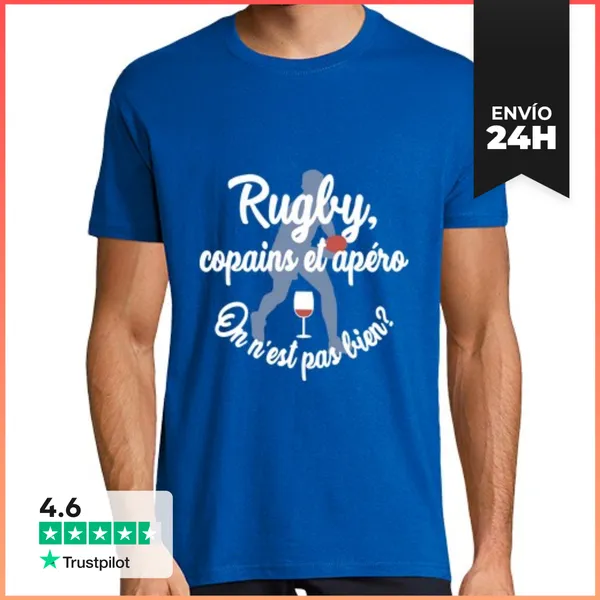 Camiseta Hombre Clásica Rugby Amigos Y Aperitivo LaTostadora