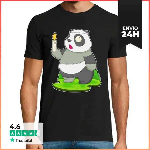 Camiseta Hombre Clásica Panda Zombi De Halloween LaTostadora