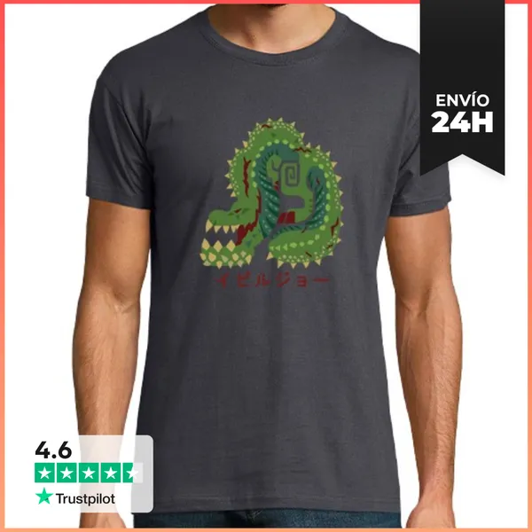 Camiseta Hombre Clásica Monster Hunter World, Deviljho Katakana