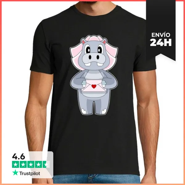 Camiseta Hombre Clásica Sobre De Boda Con Forma De Hipopótamo P