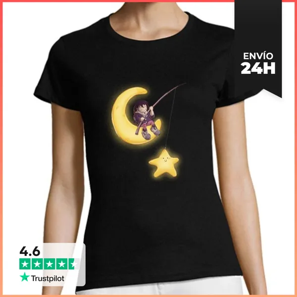 Camiseta Mujer Clásica Niña Pescando Una Estrella LaTostadora