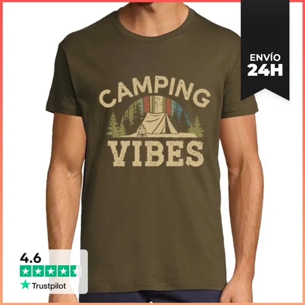 Camiseta Hombre Clásica Camping Vibes LaTostadora