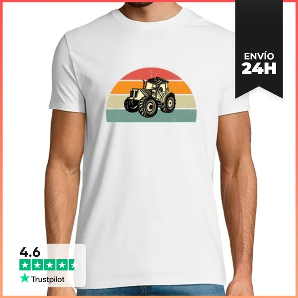Camiseta Hombre Clásica Agricultor De Granja De Tractor Vintage