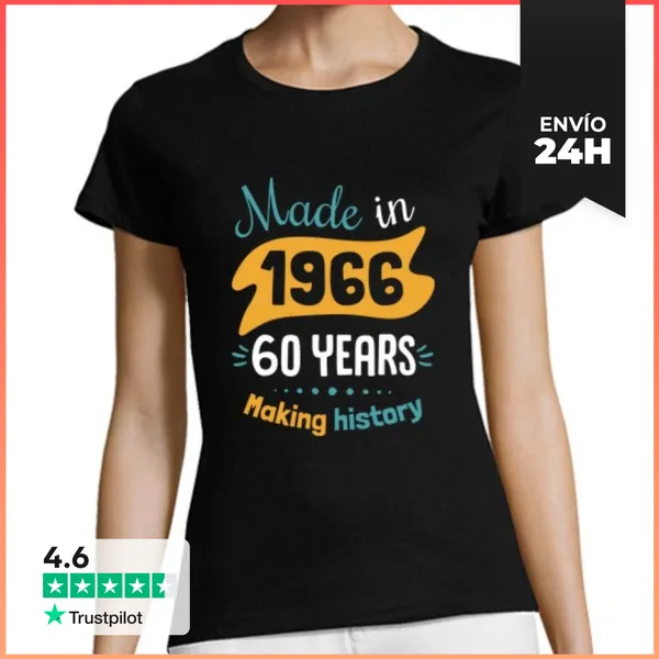 Camiseta Mujer Clásica Made In 1966, 60 Years Making History