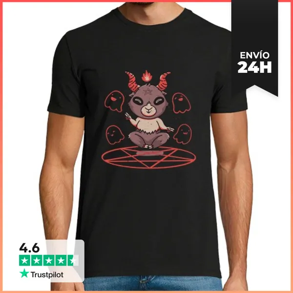 Camiseta Hombre Clásica Lindo Baphomet LaTostadora