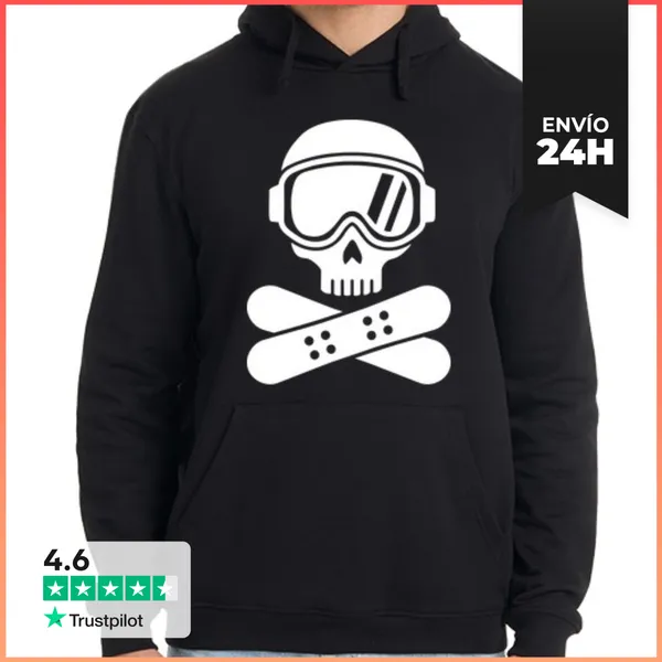 Sudadera Unisex Con Capucha Calavera De Snowboard LaTostadora