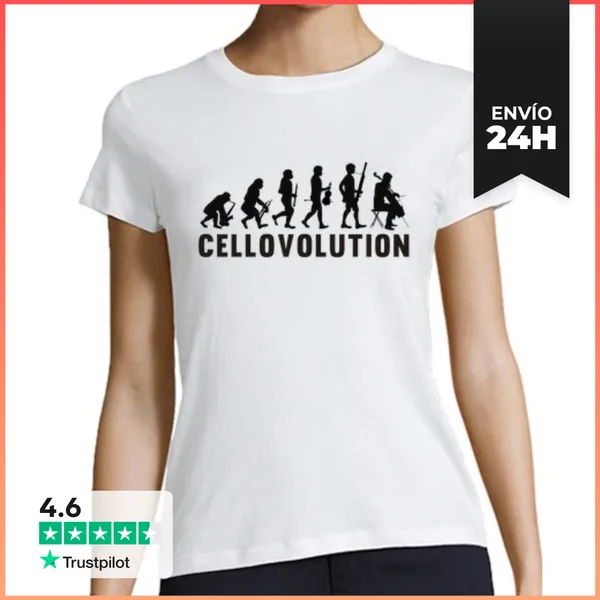 Camiseta Mujer Clásica Violonchelo Evolution LaTostadora
