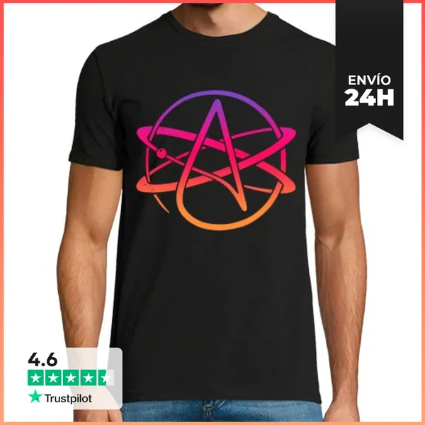 Camiseta Hombre Clásica Átomo Del Ateísmo Ateos Religión Ciencia