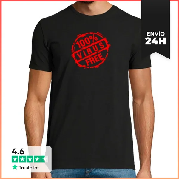 Camiseta Hombre Clásica 100% Virus Free Geek LaTostadora