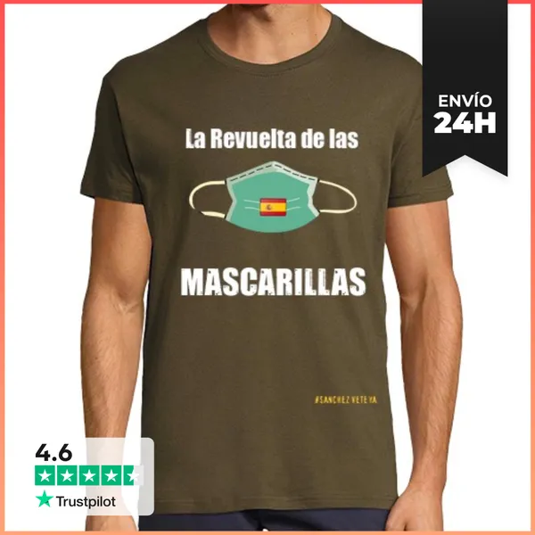 Camiseta Hombre Clásica La Revuelta De Las Mascarillas. Verde