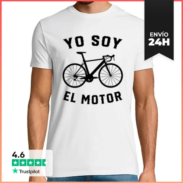 Camiseta Hombre Clásica Yo Soy El Motor Ciclismo Ciclista Bici