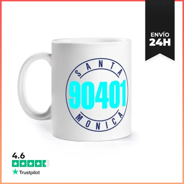 Taza Santa Mónica 90401 En El Sello Del Logo De Beverly Hills