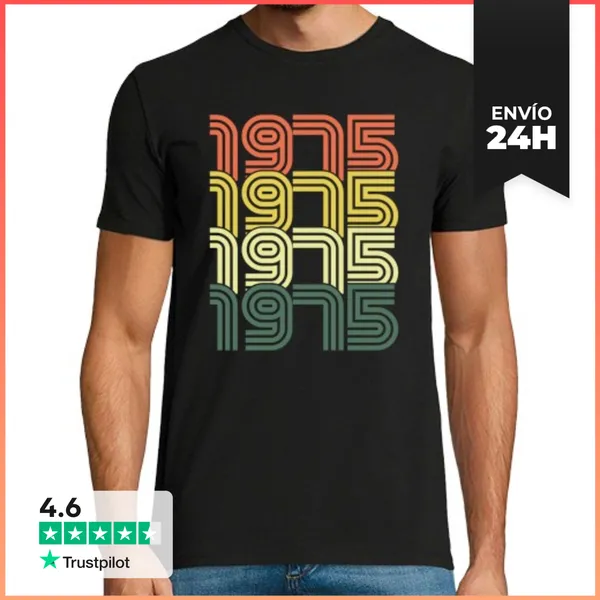 Camiseta Hombre Clásica 1975 Vintage Regalo De Cumpleaños Retro