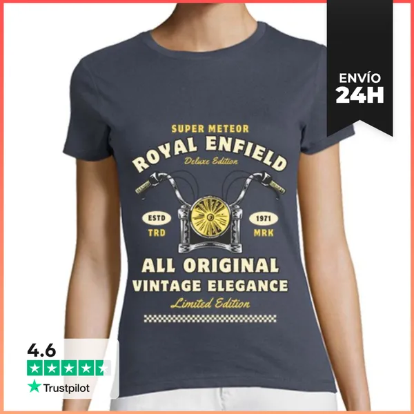 Camiseta Mujer Clásica Motos Clásicas Estilo 1971 Vintage Ropa