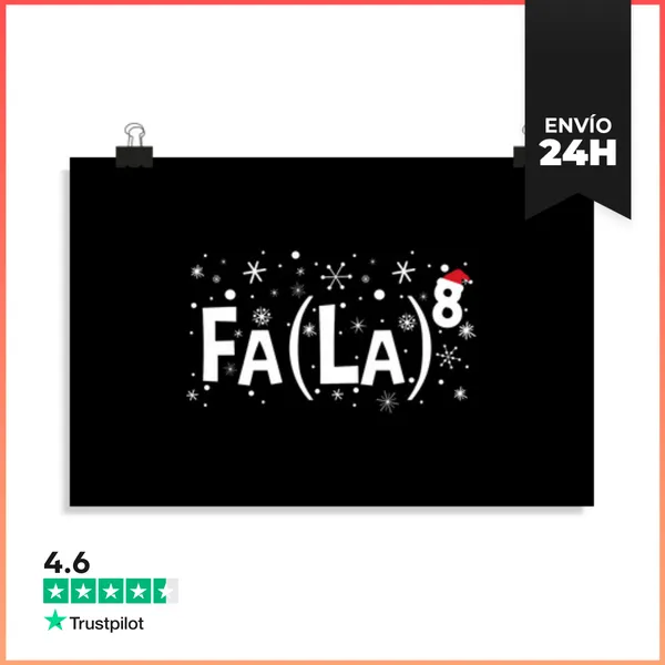 Póster Horizontal Fa La 8 Profesora De Matemáticas Navidad Fa La