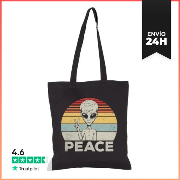 Bolsa De Tela PEACE ALIEN PUESTA DE SOL RETRO LaTostadora