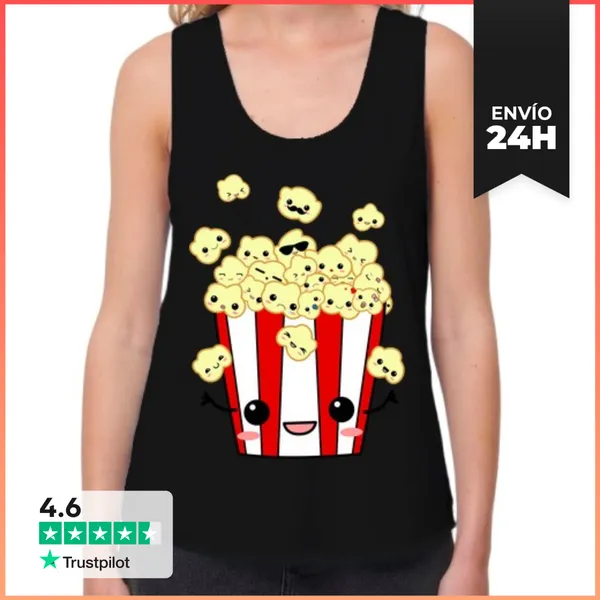Camiseta Mujer Sin Mangas, Loose Fit PopCorn LaTostadora