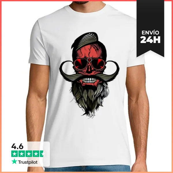 Camiseta Hombre Clásica Cráneo Inconformista Cráneo Cráneo Barb