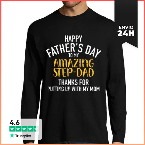 Camiseta Hombre Manga Larga Feliz Día Del Padre Papá Adoptivo