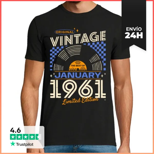 Camiseta Hombre Clásica Vintage January 1961 LaTostadora