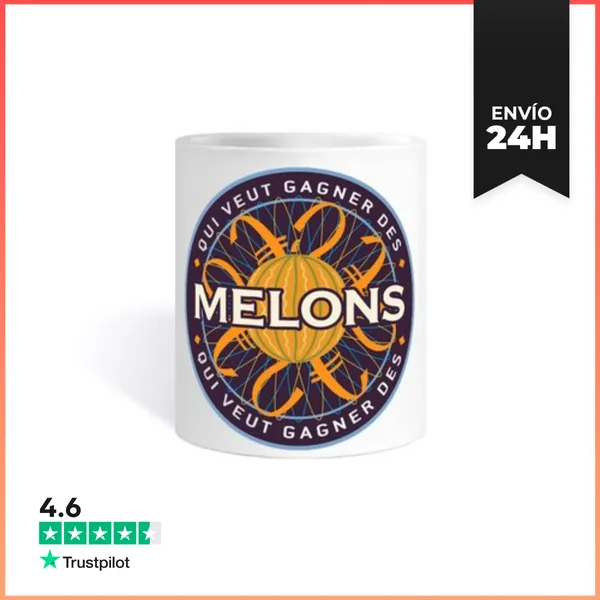 Taza Quién Quiere Ganar Melones - Logo Paródico Estilo Millonario