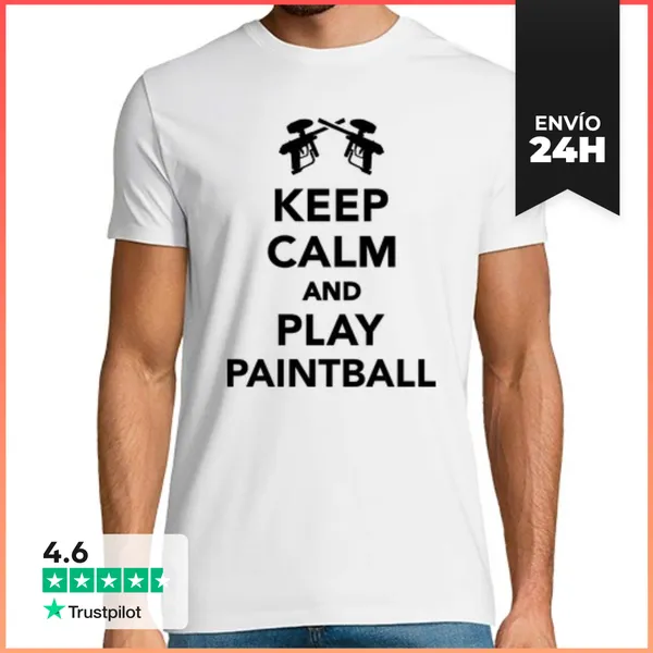 Camiseta Hombre Clásica Mantener La Calma Y Jugar Paintball
