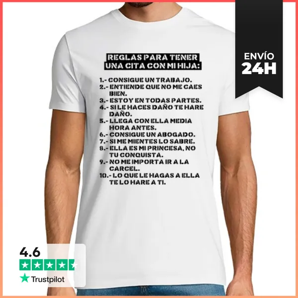 Camiseta Hombre Clásica Reglas Para Tener Una Cita Con Mi Hija