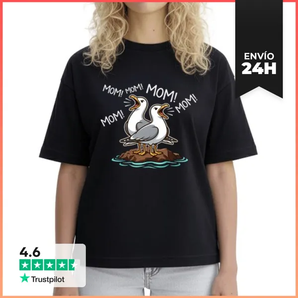 Camiseta Mujer Boxy Mamá Gaviota Divertida Mamás Gaviotas Día De