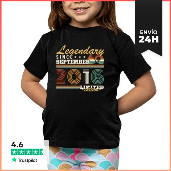 Camiseta Clásica Para Niños Septiembre 2016 Vintage Cumpleaños