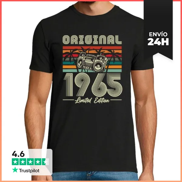 Camiseta Hombre Clásica 1965 Vintage Retro Regalo Cumpleaños