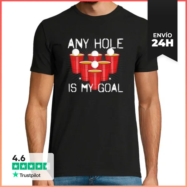 Camiseta Hombre Clásica Beer Pong Any Hole Is My Goal LaTostadora