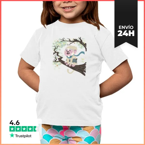 Camiseta Clásica Para Niños Mono Blanco LaTostadora