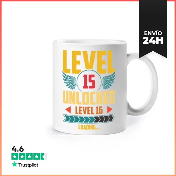 Taza LEVEL 15 UNLOCKED LEVEL 16 LOADING LaTostadora