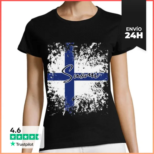 Camiseta Mujer Clásica Bandera Finlandia, Orgullo Finlandés
